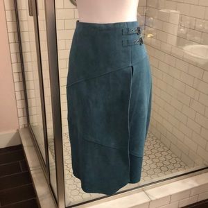 Leifsdotter from Anthropology teal suede skirt size 12